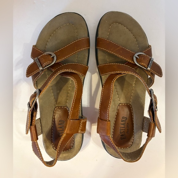 Eastland brown leather strappy sandals size 7 M - Picture 8 of 11
